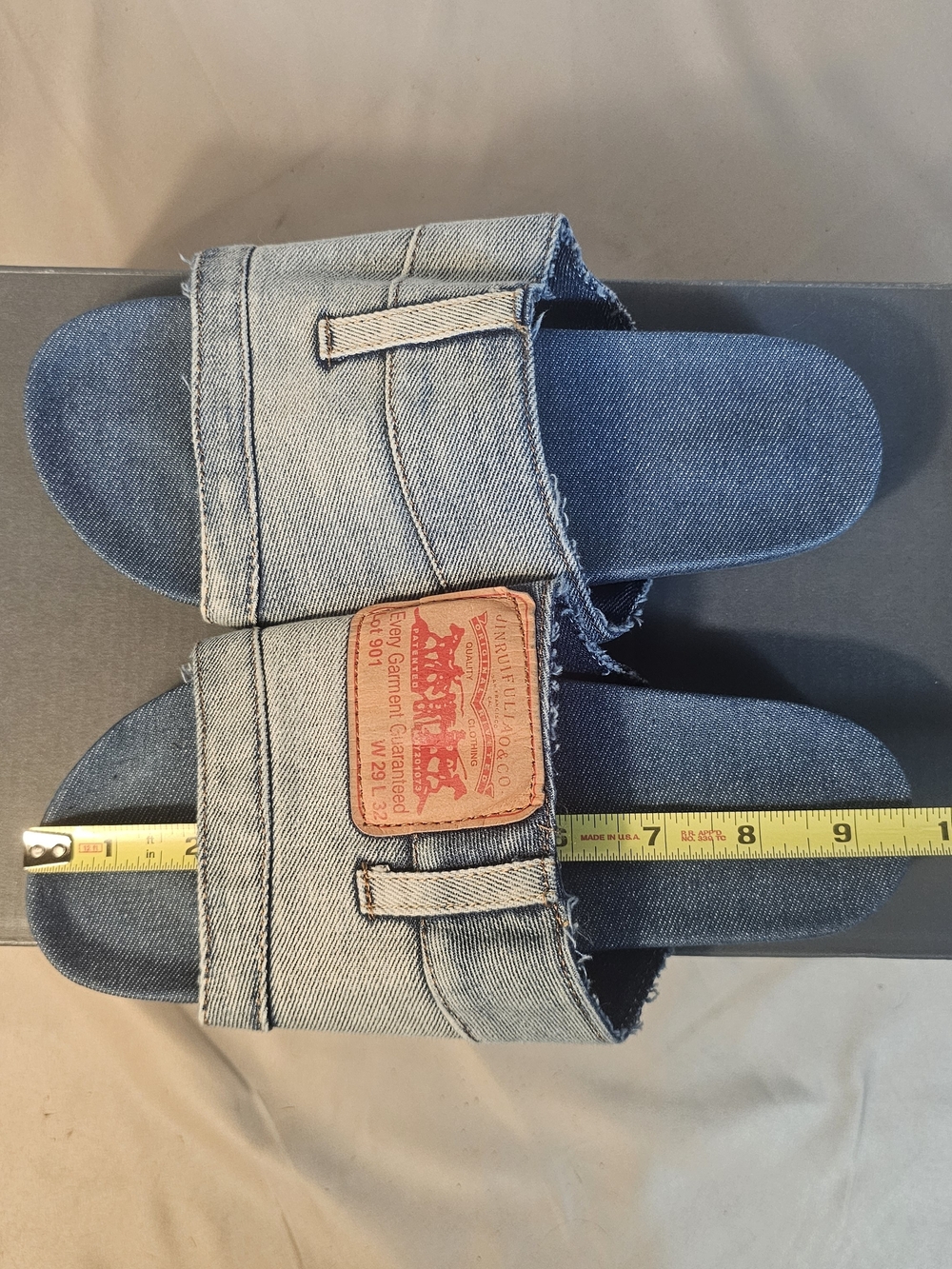 Custom Upcycled Levi’s Denim Slides Reworked Jean Sandals - Picture 7 of 9